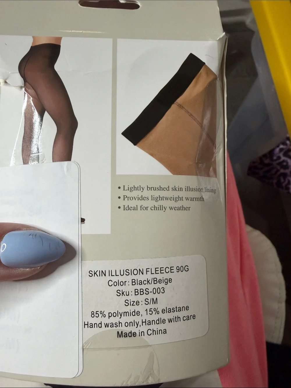 stem Skin Illusion Fleece Sheer Tights - Black SM| Med